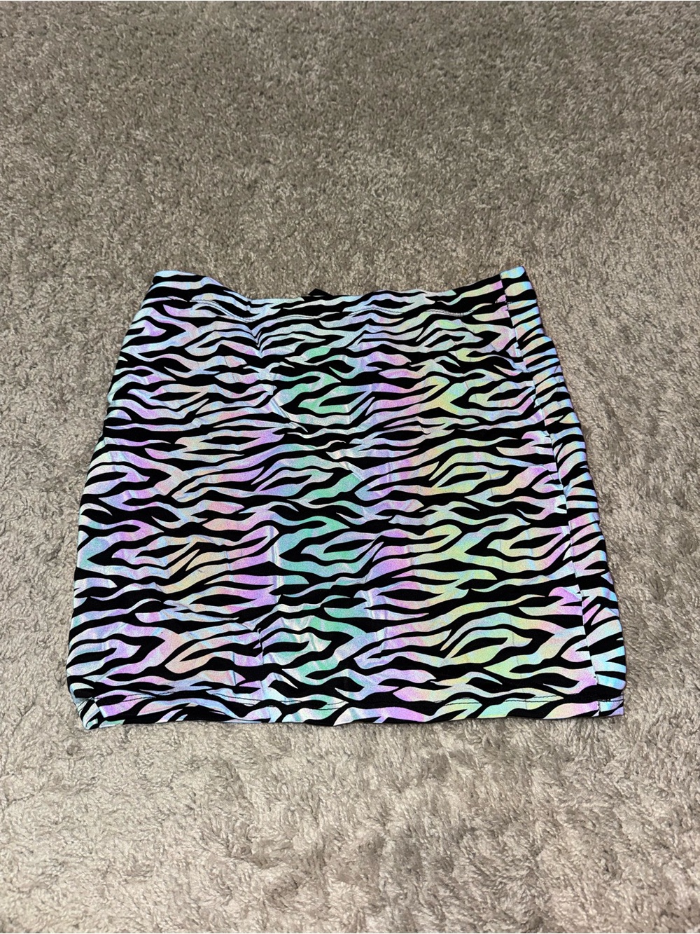 Reflective Zebra Print Mini Skirt - Black